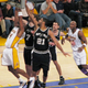 We are aware this is a photo of the Spurs playing the Lakers. But do you know how hard it is to find a rights-free shot of a sports game?